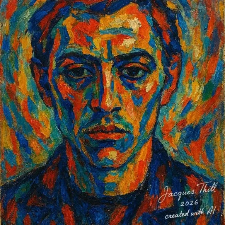 Porträt von Alexej von Jawlensky in elegantem schwarzem Anzug mit nachdenklichem, ernstem Gesichtsausdruck